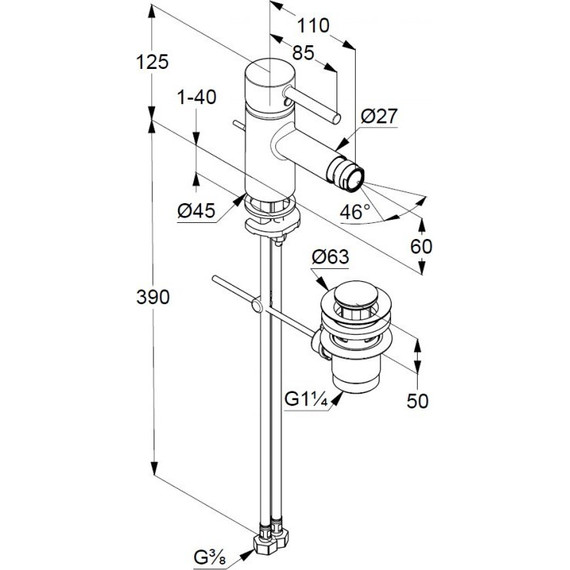 Смеситель для биде Kludi Bozz 385333976, черный фото 2