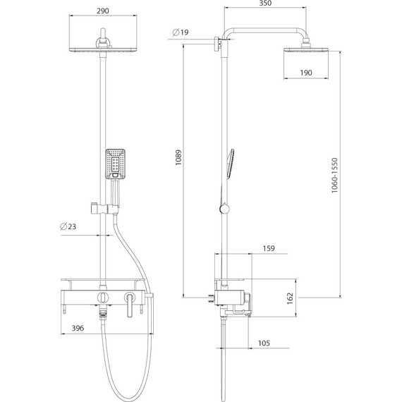 Душевая стойка Lemark Mista LM6462WG, белый/золото - 6 Душевая стойка Lemark Mista LM6462WG, белый/золото фото 6