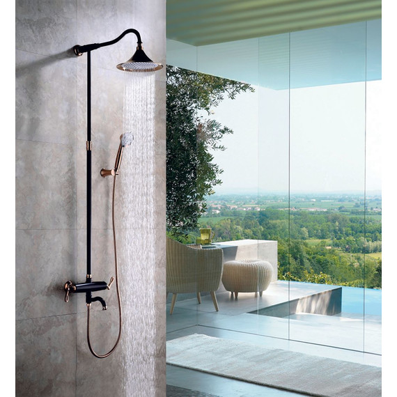 Душевая стойка для ванны Lemark Prime LM6162BRG, черный/розовое золото - 3 Душевая стойка для ванны Lemark Prime LM6162BRG, черный/розовое золото фото 3