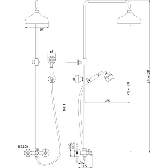 Душевая стойка Lemark Vintage LM2860B, бронза - 4 Душевая стойка Lemark Vintage LM2860B, бронза фото 4
