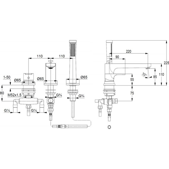 Смеситель для ванны Kludi Zenta SL 484480565 фото 2