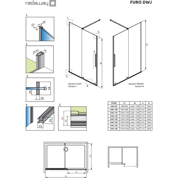 Душевая дверь Radaway Furo DWJ 110 см 10107572-01-01R (стекло 8 мм), хром/прозрачное - 4 Душевая дверь Radaway Furo DWJ 110 см 10107572-01-01R (стекло 8 мм), хром/прозрачное фото 4