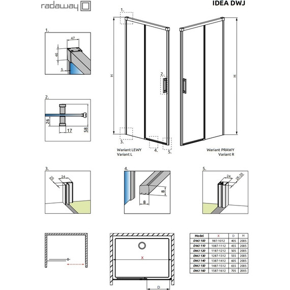 Душевая дверь Radaway Idea Gold DWJ 160 см 387020-09-01R, золото/прозрачное - 7 Душевая дверь Radaway Idea Gold DWJ 160 см 387020-09-01R, золото/прозрачное фото 7