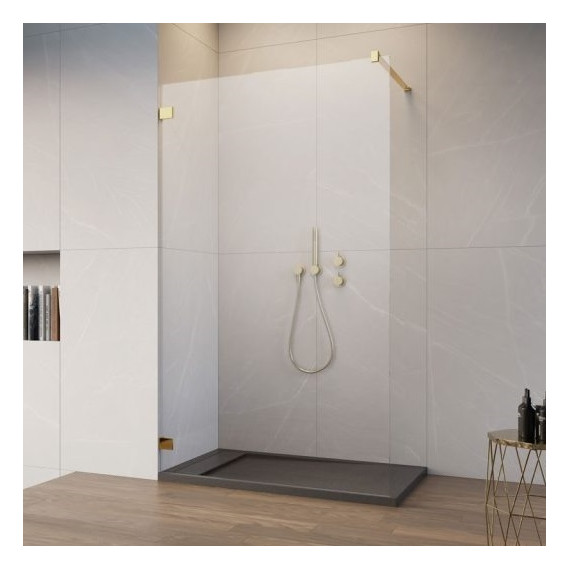 Душевая перегородка Radaway Essenza Pro 8 Gold Walk-in 90х200 см 1012090-09-01 (стекло 8 мм), золото/прозрачное фото 