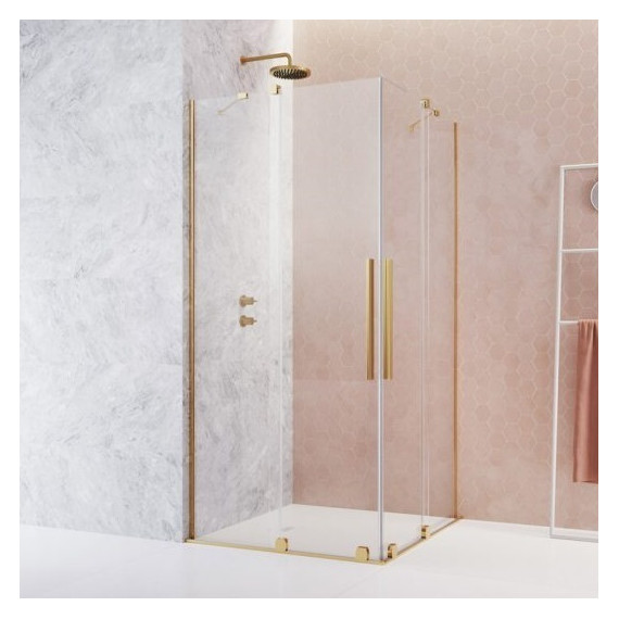 Душевое ограждение Radaway Furo Gold KDD 120х120 см (стекло 8 мм), золото/прозрачное фото 