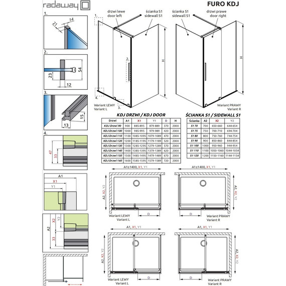Душевое ограждение Radaway Furo KDJ 100х70 см R (стекло 8 мм), хром/прозрачное фото 5