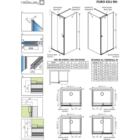 Душевое ограждение Radaway Furo KDJ RH 100х75 см L (стекло 8 мм), хром/прозрачное фото 6