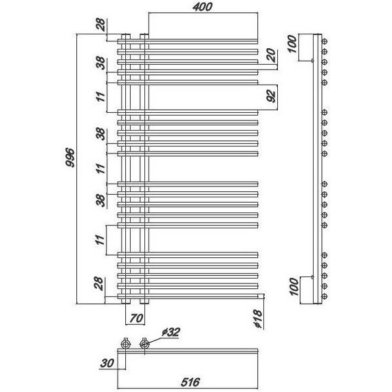 Полотенцесушитель водяной Ravak Style П20 70х1000 мм X04000083650 фото 5
