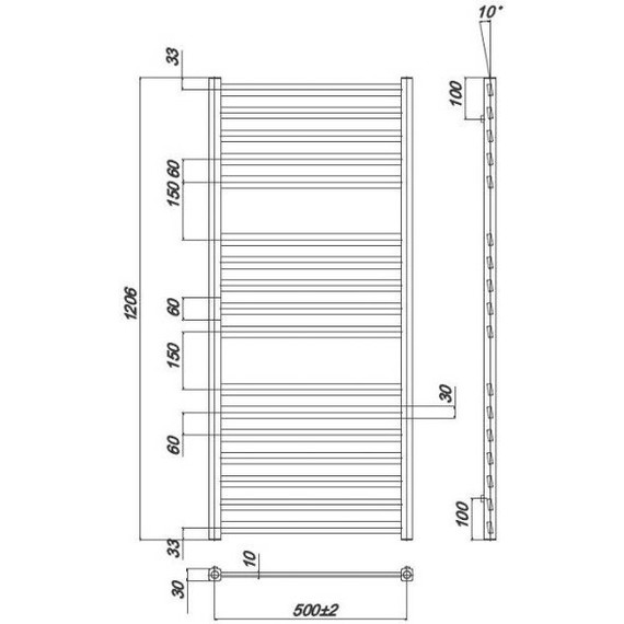 Полотенцесушитель водяной Ravak Degree П17 500х1200 мм X04000083667 фото 3