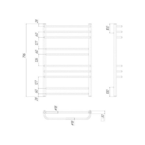 Полотенцесушитель водяной Ravak Cube П10 500х800 мм X04000083668 фото 4