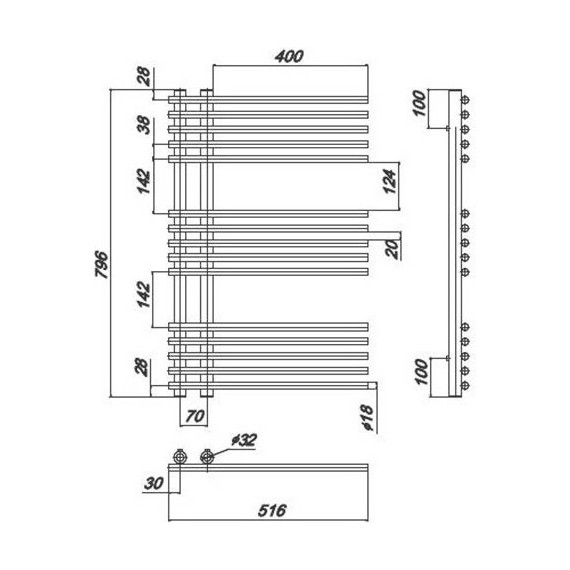 Полотенцесушитель водяной Ravak Style П15 70х800 мм X04000083671 фото 3