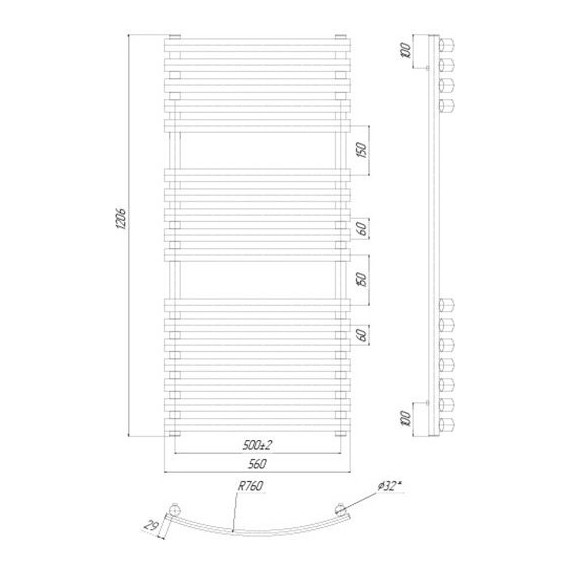 Полотенцесушитель водяной Ravak Elegance П17 500х1200 мм X04000083677 фото 5