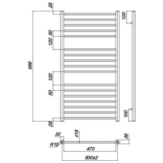 Полотенцесушитель водяной Ravak Norma П17 500х1000 мм X04000083679 фото 5