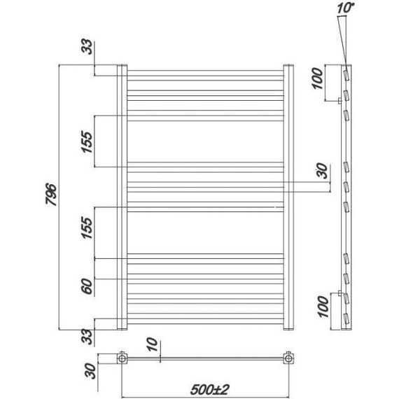 Полотенцесушитель водяной Ravak Degree П10 500х800 мм X04000083681 фото 4