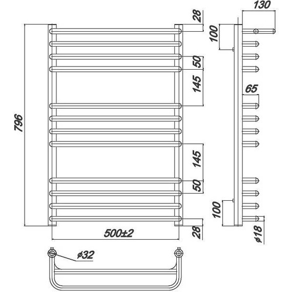 Полотенцесушитель водяной Ravak Optima П12 500х800 мм X04000083685 фото 4