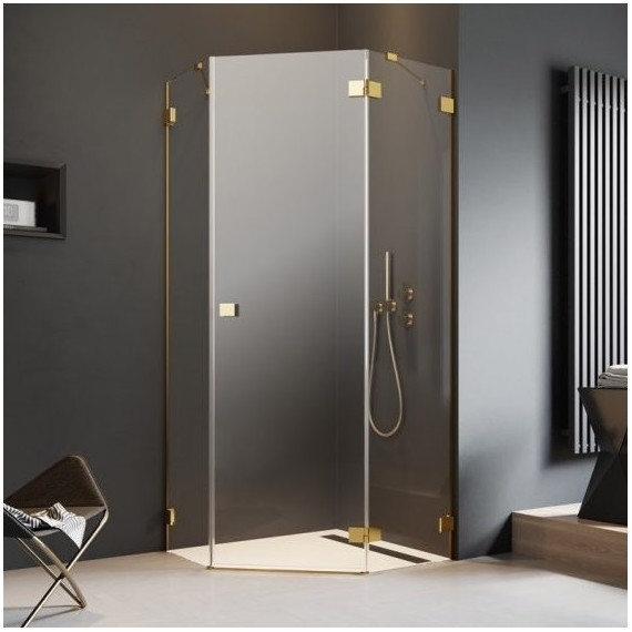 Душевое ограждение Radaway Essenza Pro Gold PTJ 100х80 см R, золото/прозрачное фото 