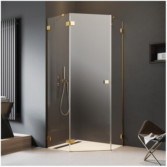 Душевое ограждение Radaway Essenza Pro Gold PTJ 100х90 см L, золото/прозрачное фото 