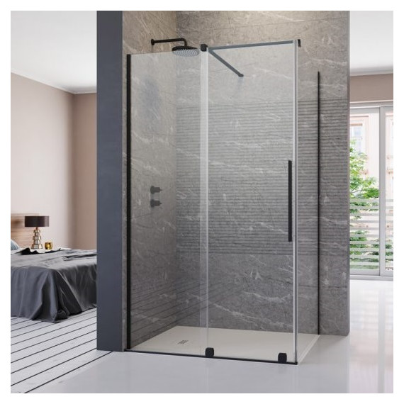 Душевое ограждение Radaway Furo Black KDJ 120х90 см L (стекло 8 мм), черный/прозрачное фото 