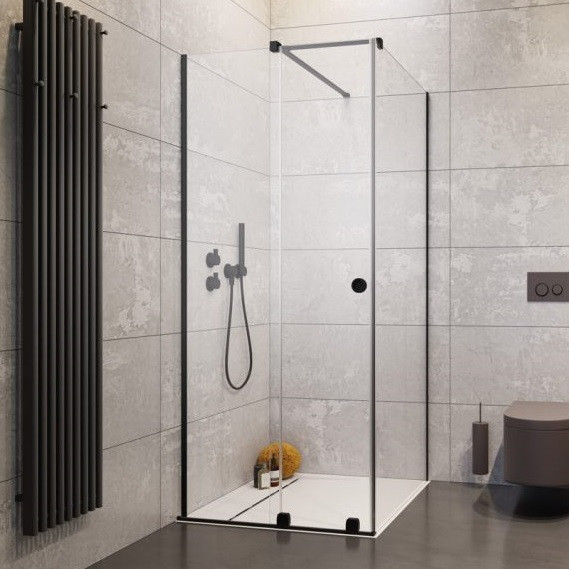 Душевое ограждение Radaway Furo Black KDJ RH 100х120 см L (стекло 8 мм), черный/прозрачное фото 