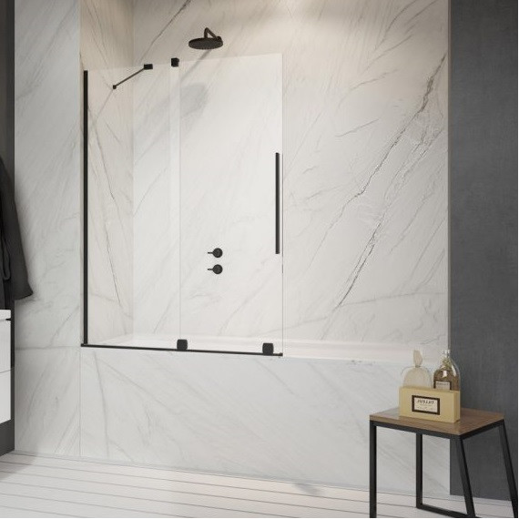 Шторка для ванны Radaway Furo Black PND II 170 см 10109888-54-01L (стекло 8 мм), черный/прозрачное фото 