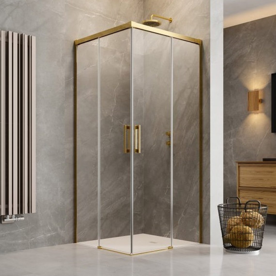 Душевое ограждение Radaway Idea Gold KDD 100х100 см, золото/прозрачное фото 