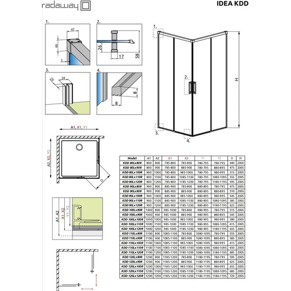 Душевое ограждение Radaway Idea Gold KDD 100х80 см, золото/прозрачное - 9 Душевое ограждение Radaway Idea Gold KDD 100х80 см, золото/прозрачное фото 9