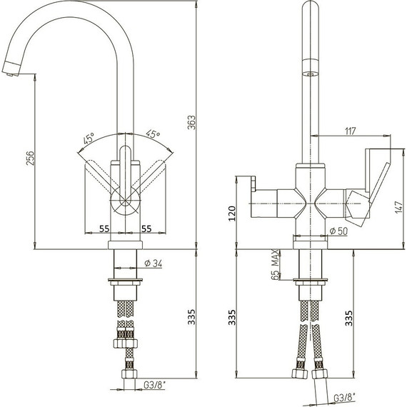 Смеситель для кухни Paini Cox 78CR6433VL2KM фото 4