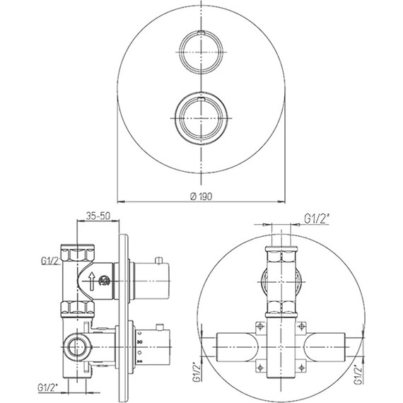 Смеситель для душа с термостатом Paini Cox 78PZ690TH, черный фото 3