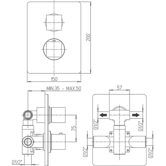 Смеситель для ванны с термостатом Paini Dax-R 84PZ691TH, черный фото 3