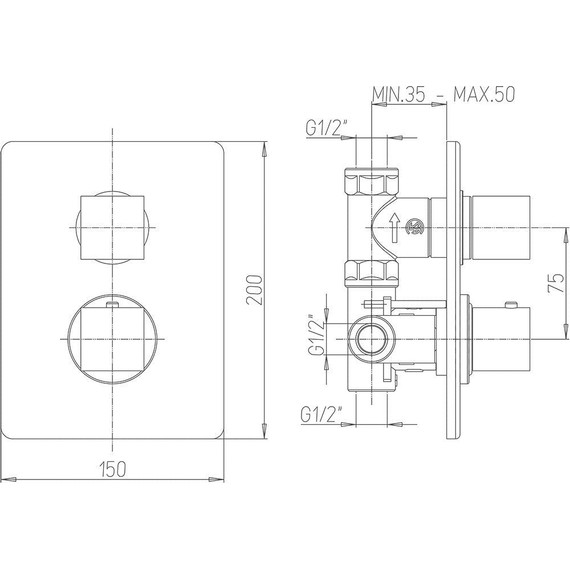 Смеситель для душа с термостатом Paini Dax-R 84PZ690TH, черный фото 3