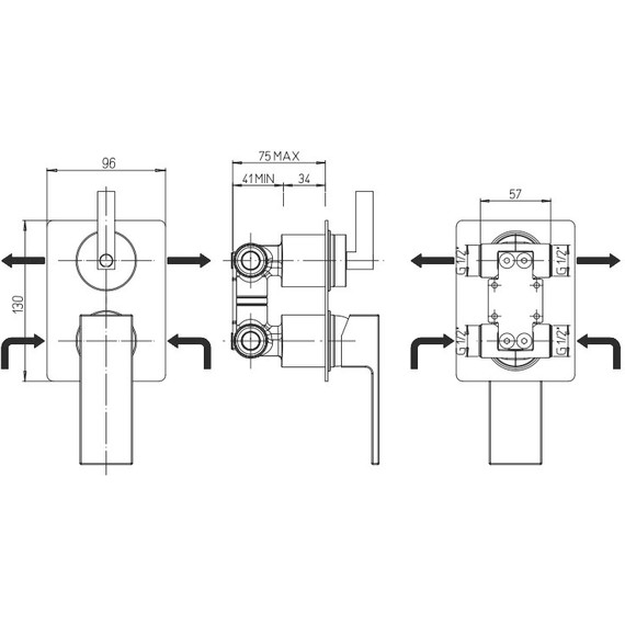 Смеситель для ванны Paini Dax-R 84PZ6911R, черный фото 3