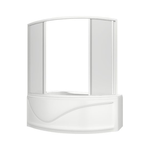 Шторка для ванны Bas Николь 1600х1450 мм, белый/матовое (пластик) - 2 Шторка для ванны Bas Николь 1600х1450 мм, белый/матовое (пластик) фото 2