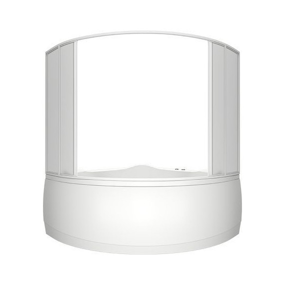 Шторка для ванны Bas Мега 1600х1450 мм, белый/матовое (пластик) фото 2