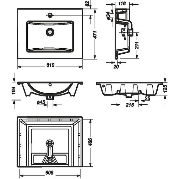 Раковина врезная Sanita Luxe QUADRO 60 см WB.FN/Quadro/60-C/WHT.G/S1 фото 6
