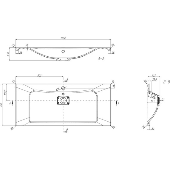 Раковина врезная Акватон Брук 100 см 1A71333KBC010 - 3 Раковина врезная Акватон Брук 100 см 1A71333KBC010 фото 3