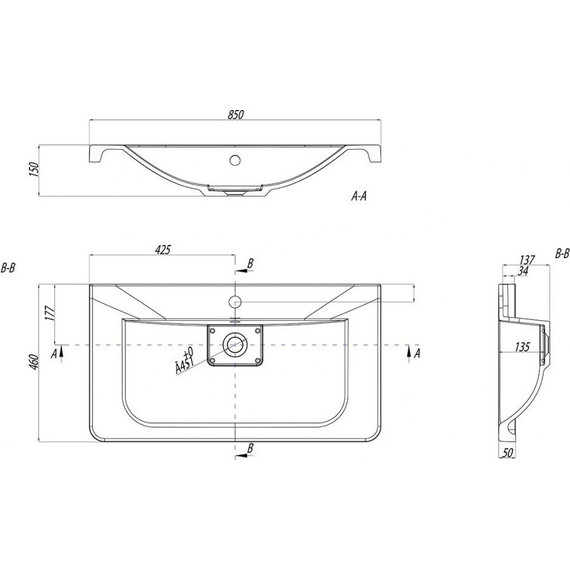 Раковина врезная на столешницу Акватон Шерилл 85 см 1A71443KSH010 фото 4