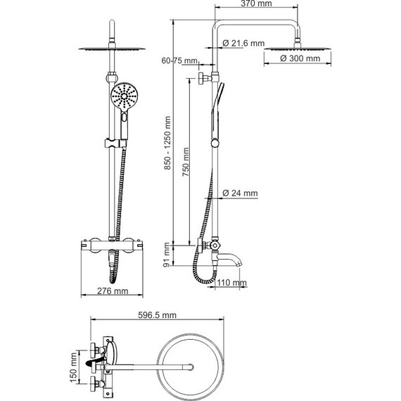 Душевая стойка с термостатом WasserKraft Thermo A28801, черный - 12 Душевая стойка с термостатом WasserKraft Thermo A28801, черный фото 12