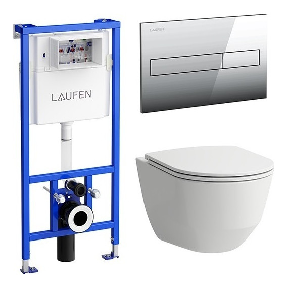 Инсталляция с подвесным безободковым унитазом Laufen Pro 8.6996.6.000.000.R фото 