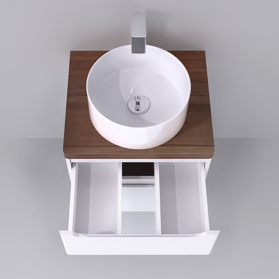 Тумба подвесная со светлой столешницей Jorno Wood 60 см Wood.01.60/P/W, белый фото 