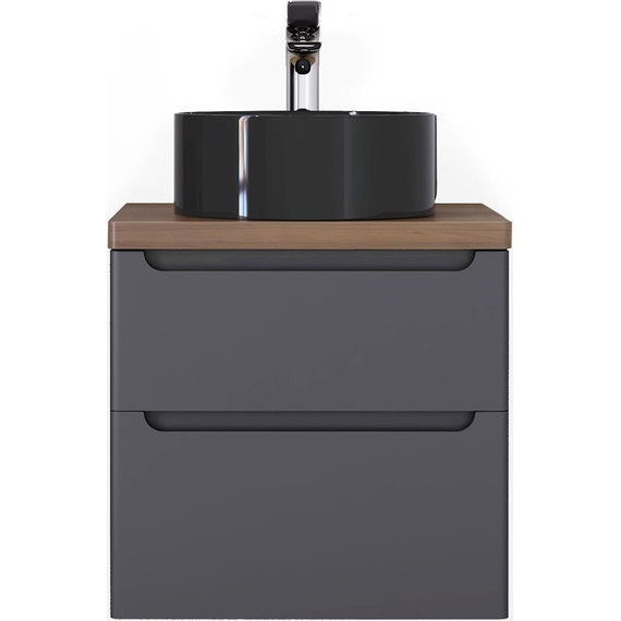 Тумба подвесная с тёмной столешницей Jorno Wood 60 см Wood.01.60/P/GR, серый фото 