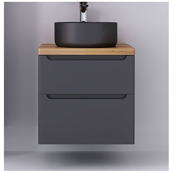 Тумба подвесная со светлой столешницей Jorno Wood 60 см Wood.01.60/P/GR, серый фото 