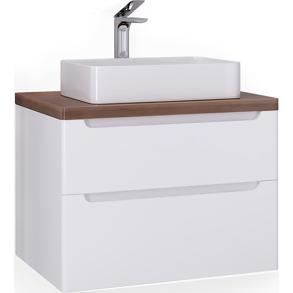 Тумба подвесная с тёмной столешницей Jorno Wood 80 см Wood.01.80/P/W, белый фото 