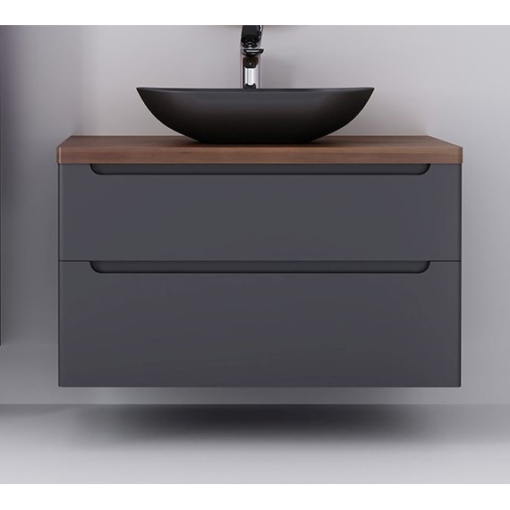 Тумба подвесная с тёмной столешницей Jorno Wood 100 см Wood.01.100/P/GR, серый фото 