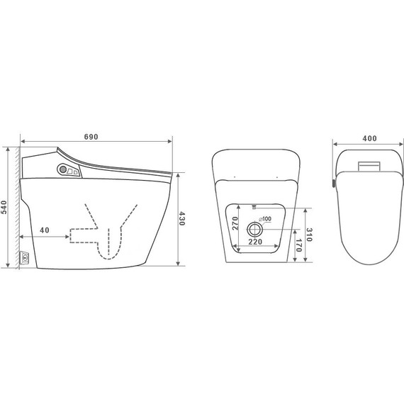 Унитаз-биде приставной безободковый импульсный электронный Timo TE-721 с крышкой микролифт - 6 Унитаз-биде приставной безободковый импульсный электронный Timo TE-721 с крышкой микролифт фото 6