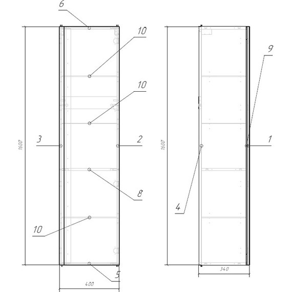 Пенал подвесной Cersanit Moduo 40 см SL-MOD/Wh, универсальный, белый фото 8