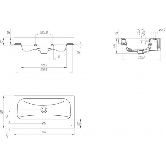 Раковина подвесная Cersanit Moduo Slim 60 см UM-MOD60SL/1 - 4 Раковина подвесная Cersanit Moduo Slim 60 см UM-MOD60SL/1 фото 4