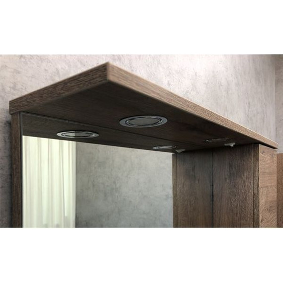 Зеркало-шкаф Comforty Марио 75 см, дуб тёмный - 7 Зеркало-шкаф Comforty Марио 75 см, дуб тёмный фото 7