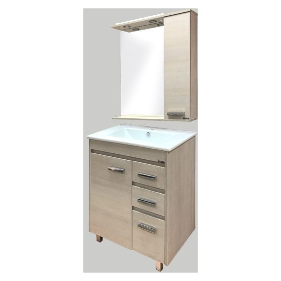 Зеркало-шкаф Comforty Марио 75 см, сосна лоредо - 5 Зеркало-шкаф Comforty Марио 75 см, сосна лоредо фото 5