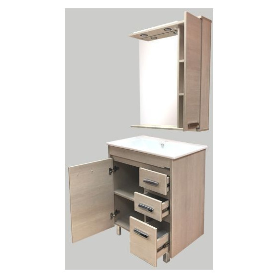 Зеркало-шкаф Comforty Марио 75 см, сосна лоредо - 6 Зеркало-шкаф Comforty Марио 75 см, сосна лоредо фото 6