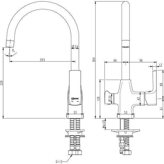 Смеситель для кухни Lemark Ursus LM7261BLR, черный/розовое золото фото 2